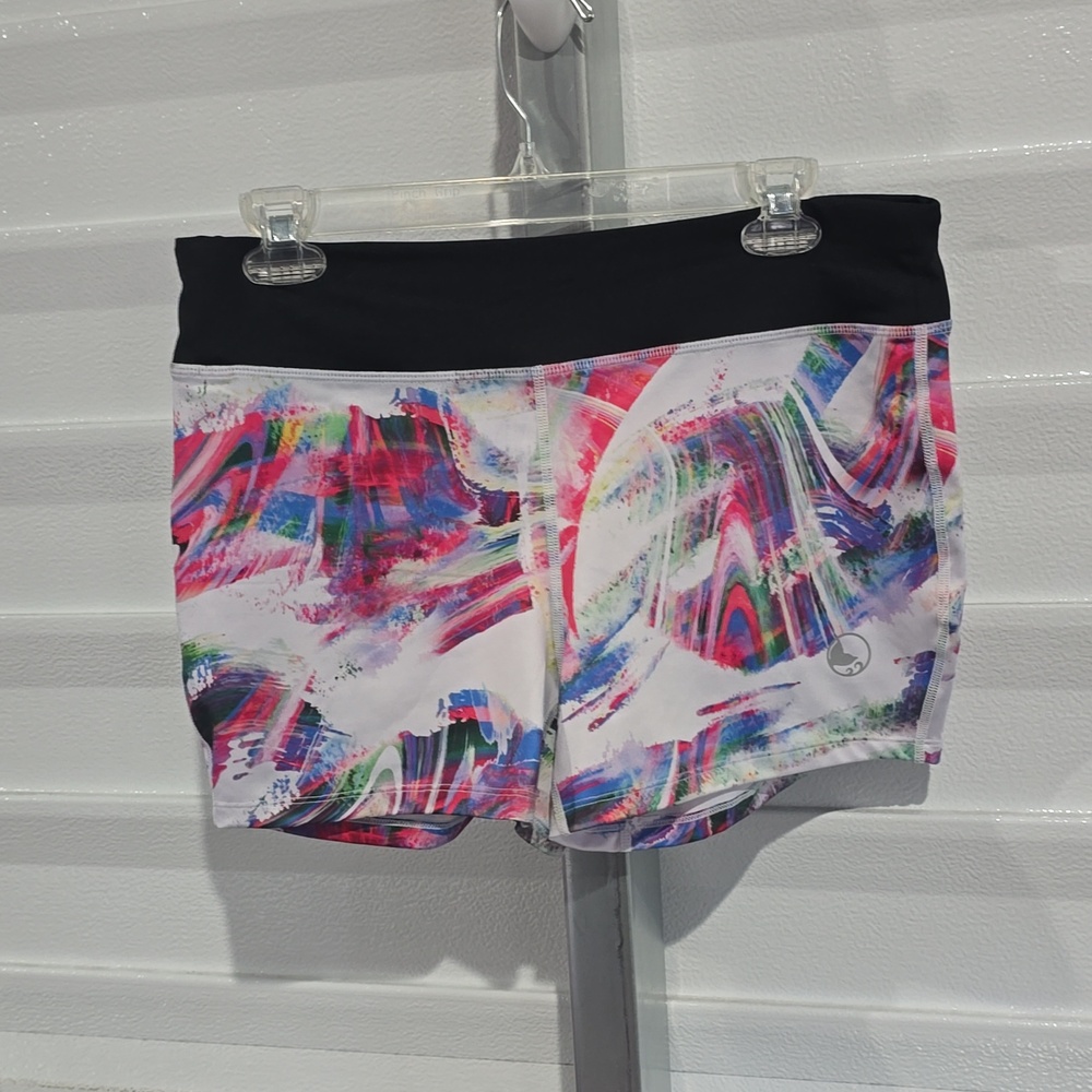 Reel Legends Black Waist Multicolor Abstract‎ Print Bike Shorts Size Large - Picture 3 of 14
